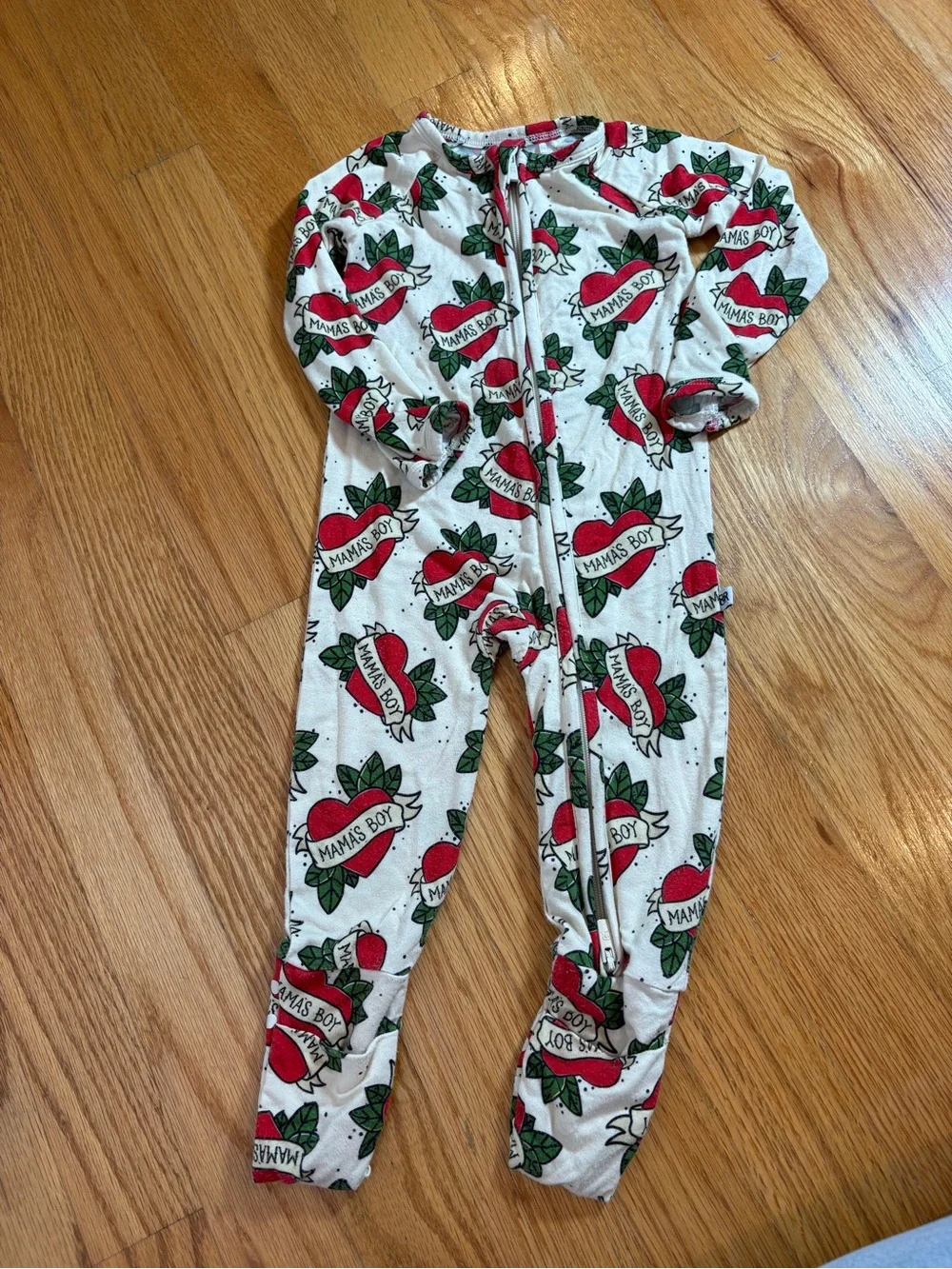 Bums & Roses “Mama’s Boy” footless romper/fold over footie - 6-9 months bamboo